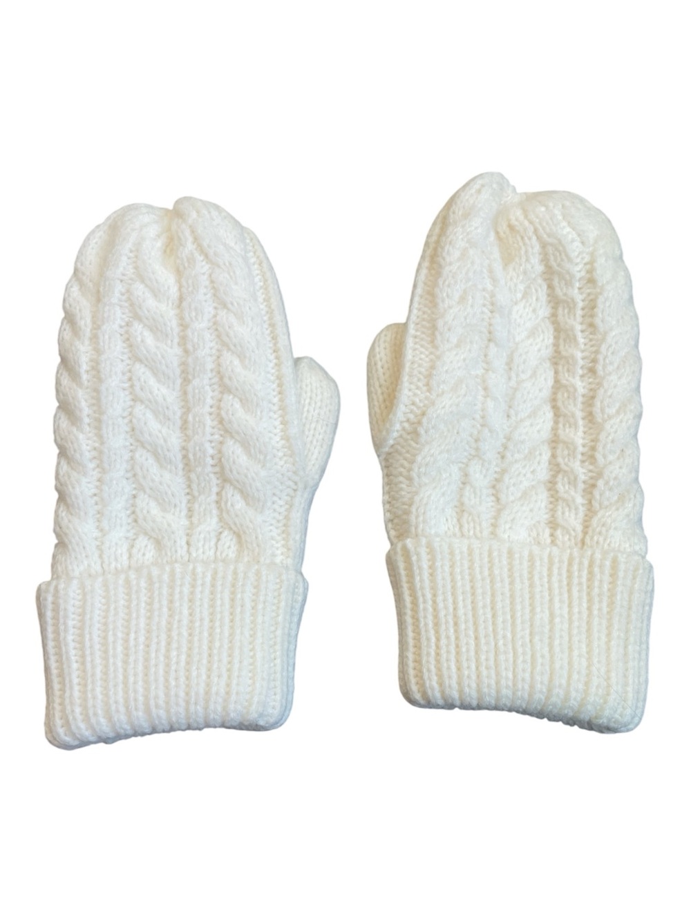 Baby Gap Cream Cable-Knit Mittens Fleece Interior Size M/L